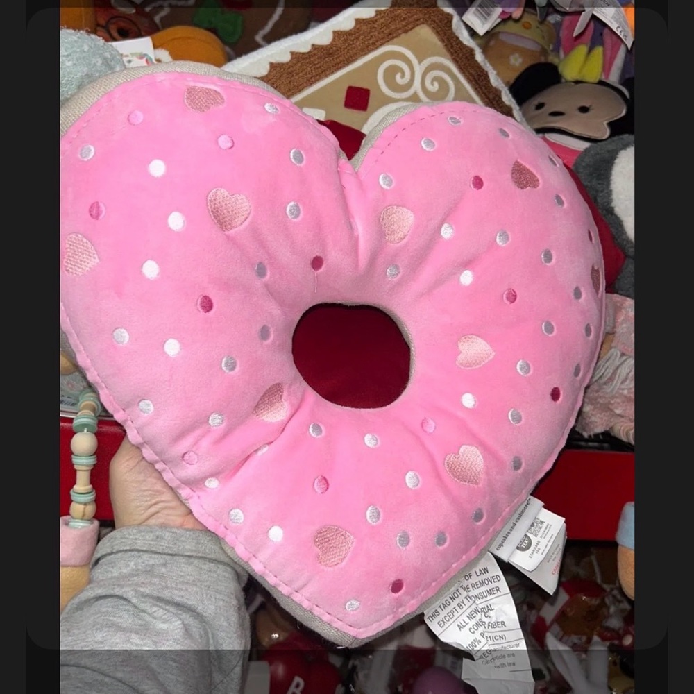 Pink Heart-Shaped Plush Pillow